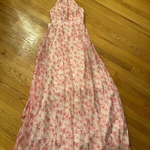 Floral Pink Halter Maxi Dress